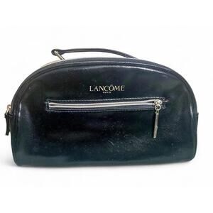 Lancome Paris Faux Leather Black Square Cosmetic Makeup Travel Toiletry Bag